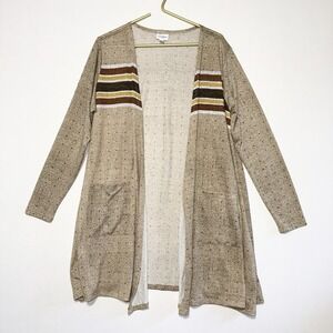 Lularoe Open Front Casual Dress Kimono Cardigan Size Large Fall Colors Pockets